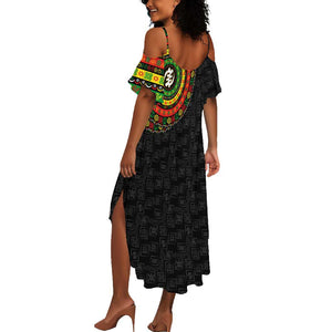 Adinkra Symbols Summer Maxi Dress African Culture