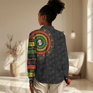 Adinkra Symbols Women Casual Shirt African Culture