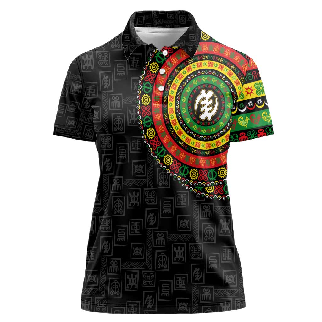 Adinkra Symbols Women Polo Shirt African Culture