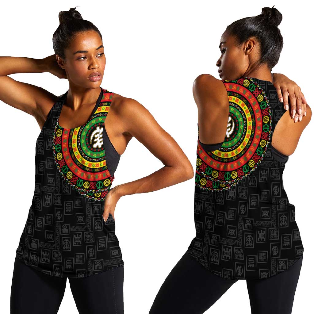 Adinkra Symbols Women Racerback Tank African Culture