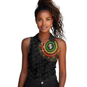 Adinkra Symbols Women Sleeveless Polo Shirt African Culture