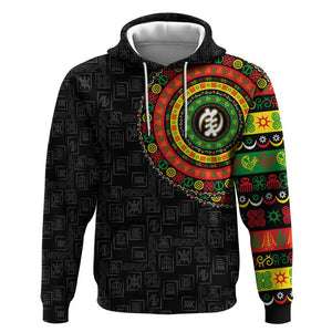 Adinkra Symbols Zip Hoodie African Culture