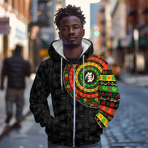 Adinkra Symbols Zip Hoodie African Culture