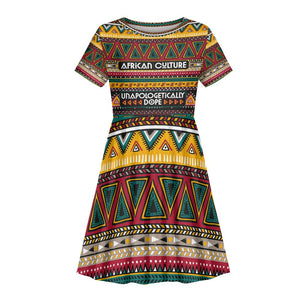 Colorful African Pattern Kid Short Sleeve Dress