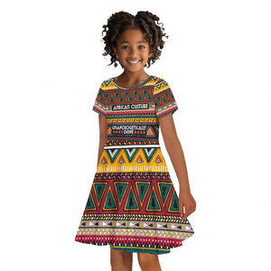 Colorful African Pattern Kid Short Sleeve Dress