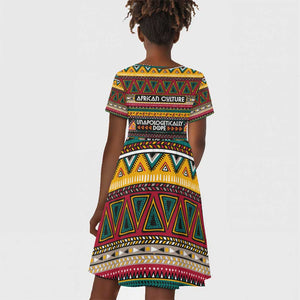 Colorful African Pattern Kid Short Sleeve Dress