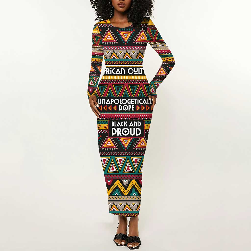 Colorful African Pattern Long Sleeve Bodycon Dress