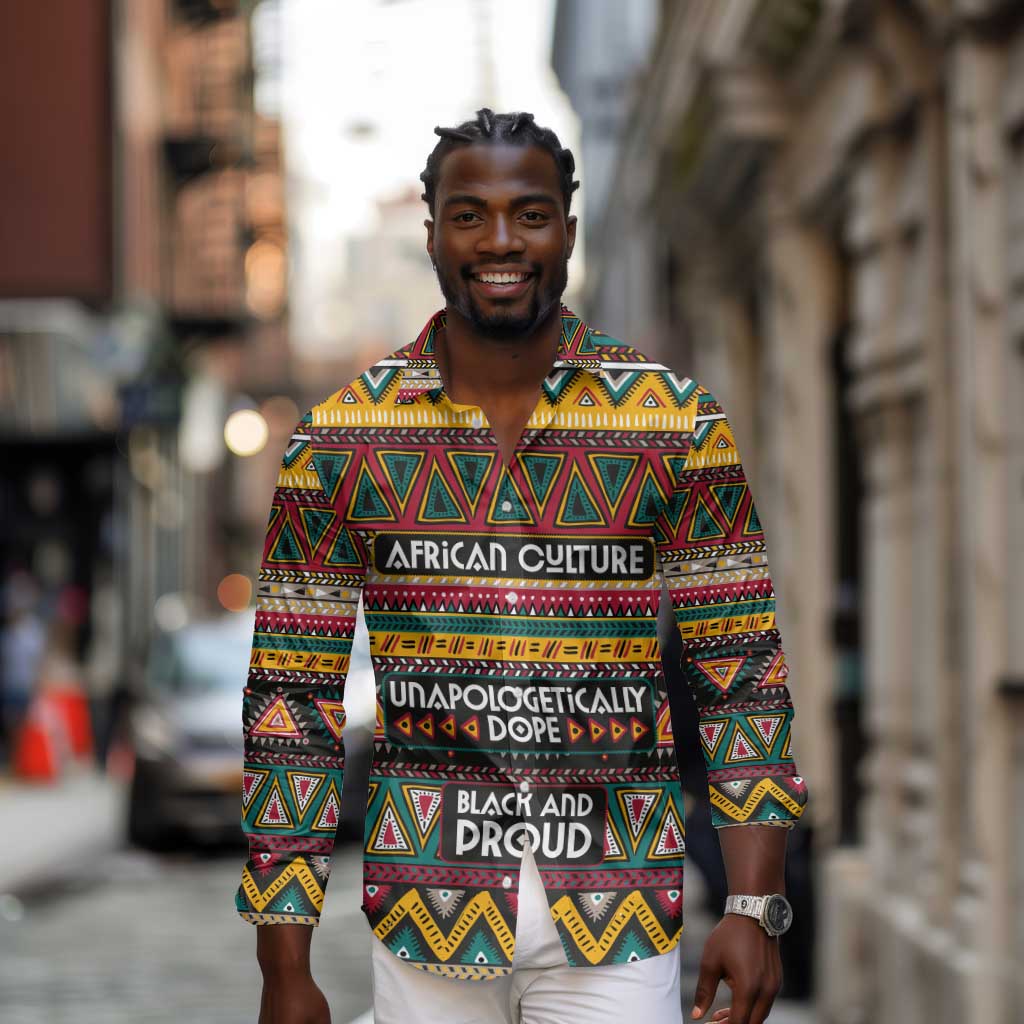Colorful African Pattern Long Sleeve Button Shirt