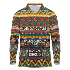 Colorful African Pattern Long Sleeve Polo Shirt