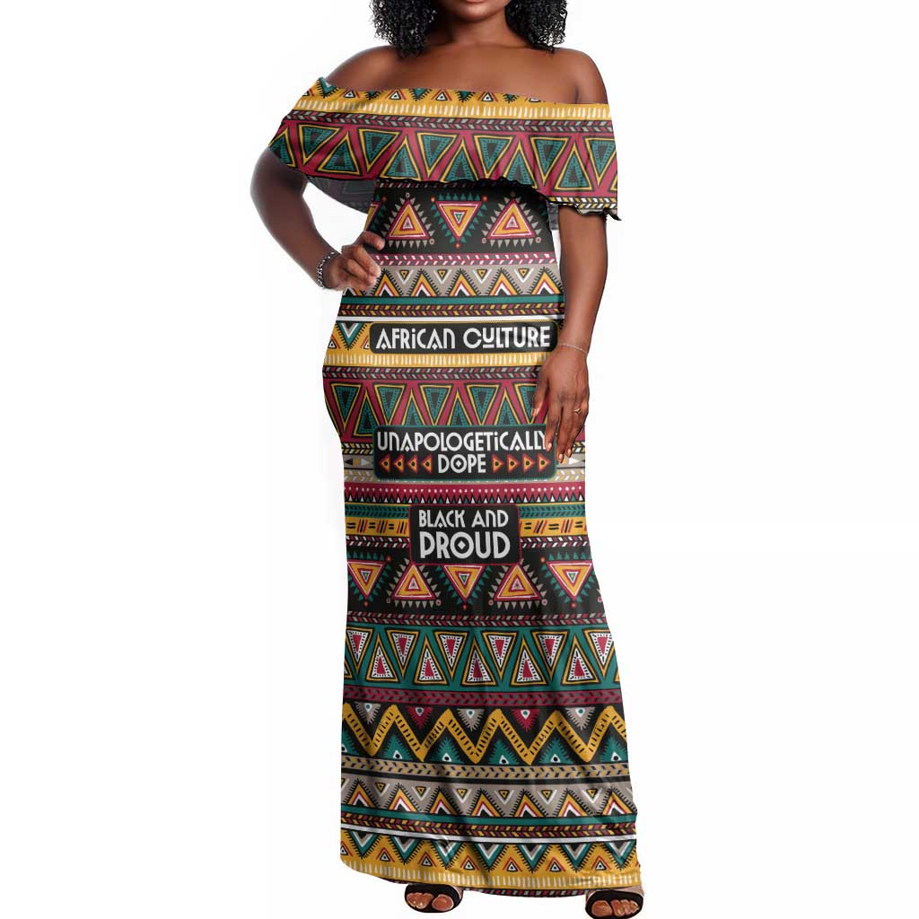 Colorful African Pattern Off Shoulder Maxi Dress