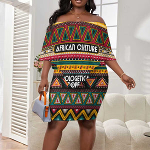 Colorful African Pattern Off Shoulder Short Dress