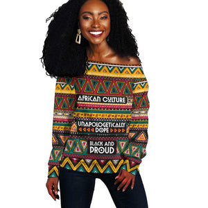 Colorful African Pattern Off Shoulder Sweater