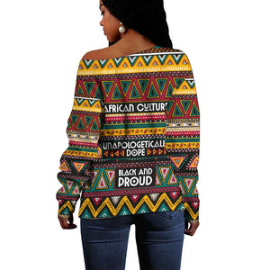 Colorful African Pattern Off Shoulder Sweater