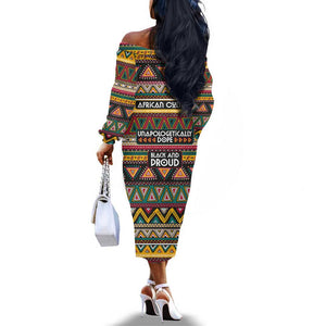 Colorful African Pattern Off The Shoulder Long Sleeve Dress