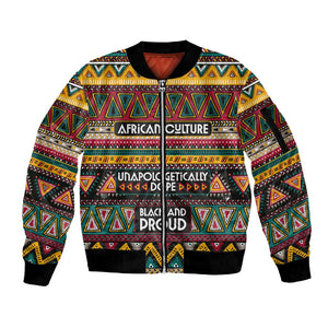Colorful African Pattern Sleeve Zip Bomber Jacket