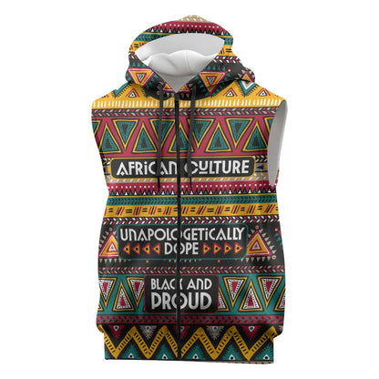 Colorful African Pattern Sleeveless Zip Hoodie - African Pride
