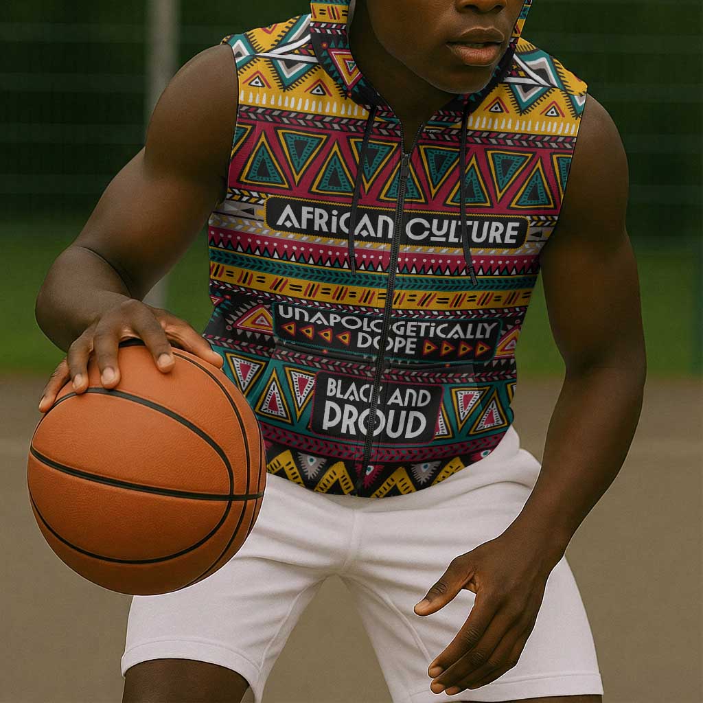Colorful African Pattern Sleeveless Zip Hoodie - African Pride