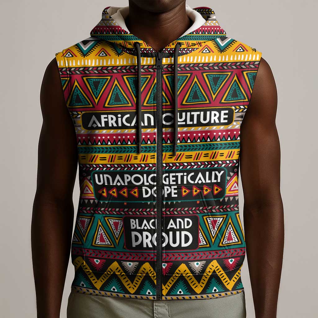 Colorful African Pattern Sleeveless Zip Hoodie - African Pride