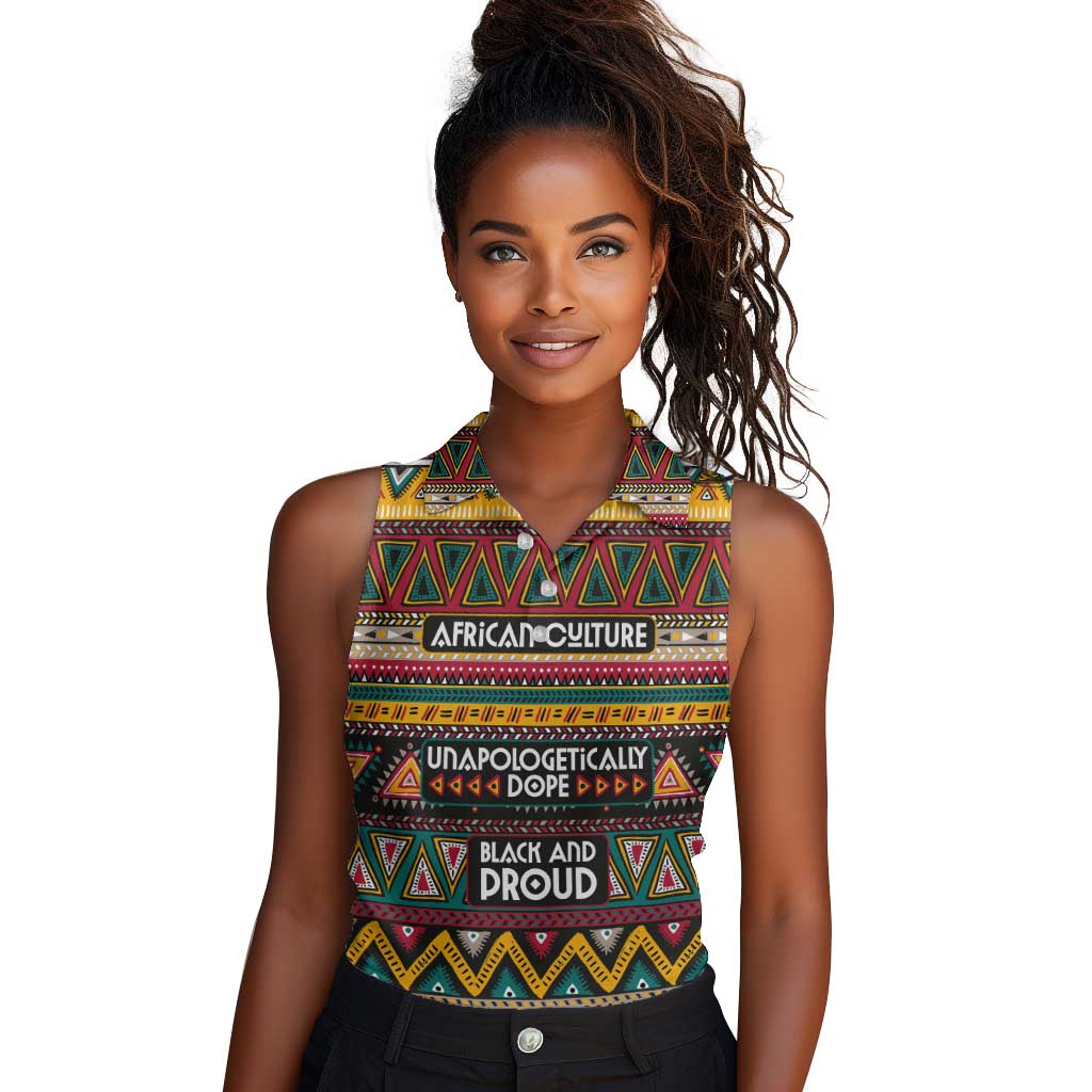 Colorful African Pattern Women Sleeveless Polo Shirt