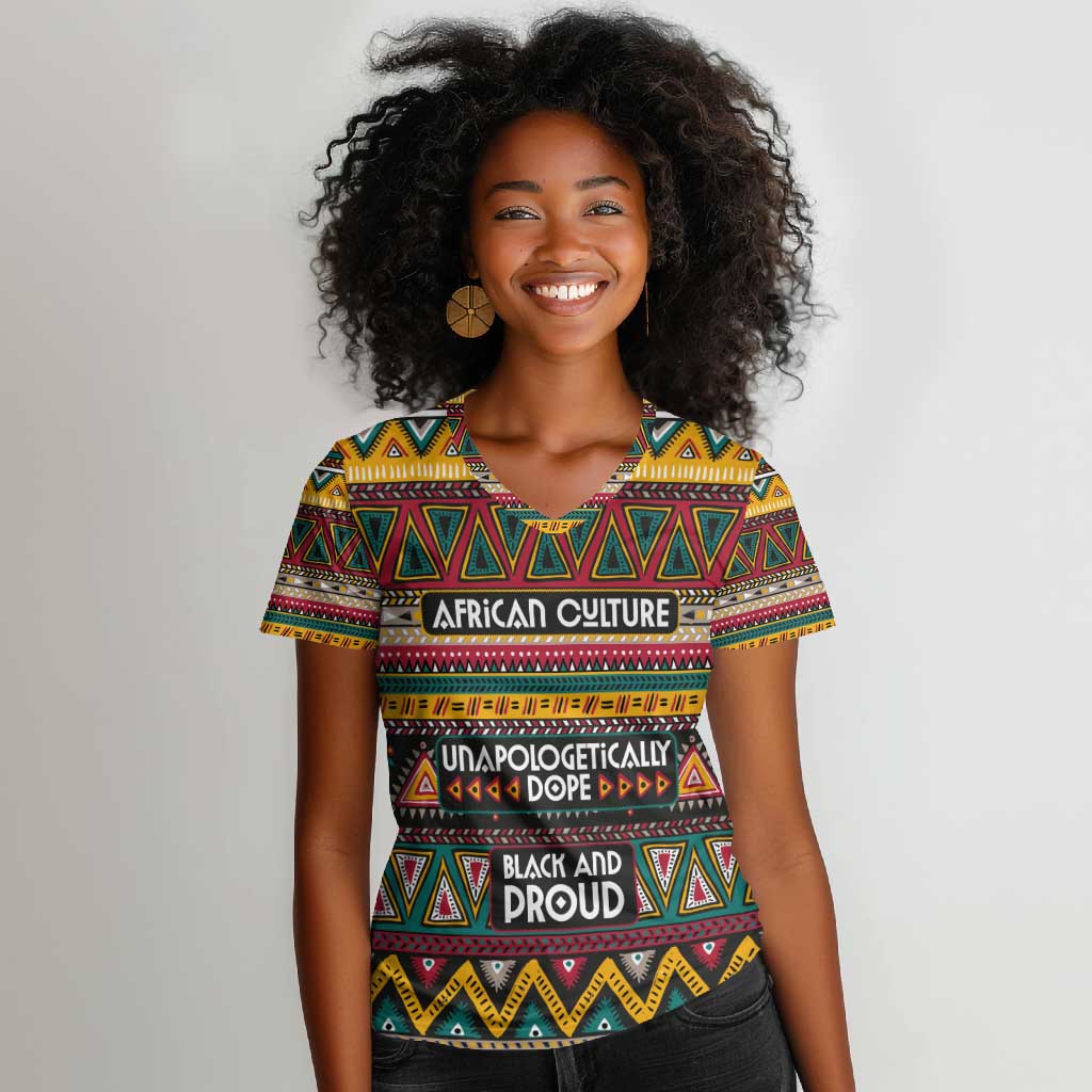 Colorful African Pattern Women V-Neck T-Shirt