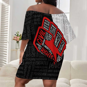 Personalized Civil Rights Movement Justice Fist Off Shoulder Short Dress