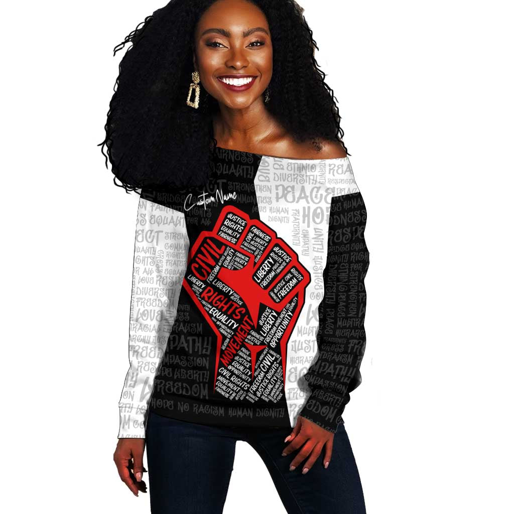 Personalized Civil Rights Movement Justice Fist Off Shoulder Sweater