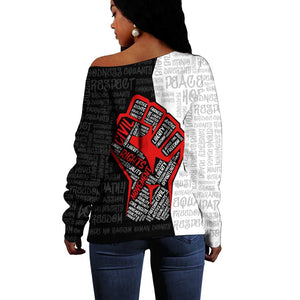 Personalized Civil Rights Movement Justice Fist Off Shoulder Sweater