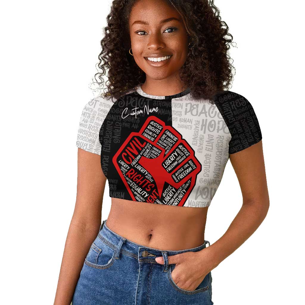 Personalized Civil Rights Movement Justice Fist Raglan Cropped T shirt