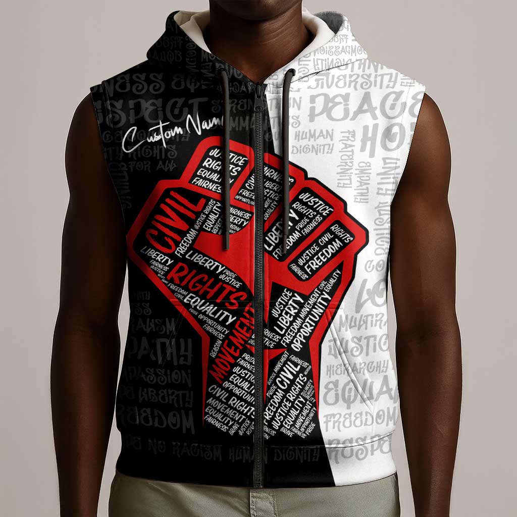 Personalized Civil Rights Movement Justice Fist Sleeveless Zip Hoodie - African Pride