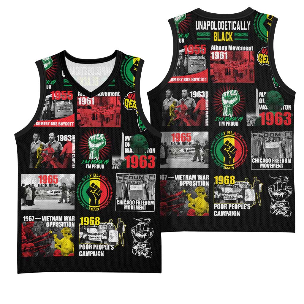 Civil Rights Movement Basketball Jersey Poster Art Black Pride DT02