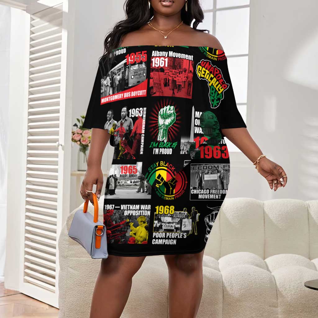 Civil Rights Movement Off Shoulder Short Dress Poster Art Black Pride