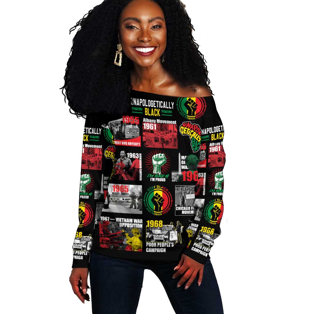 Civil Rights Movement Off Shoulder Sweater Poster Art Black Pride