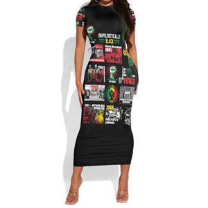 Civil Rights Movement Short Sleeve Bodycon Dress Poster Art Black Pride DT02