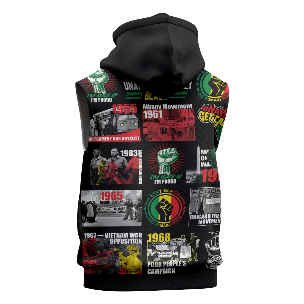 Civil Rights Movement Sleeveless Zip Hoodie Poster Art Black Pride - African Pride
