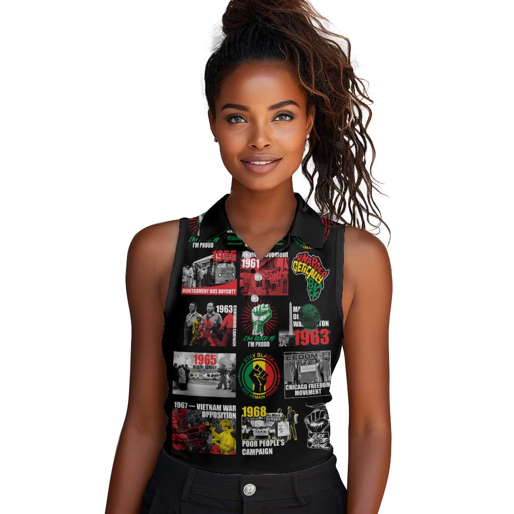 Civil Rights Movement Women Sleeveless Polo Shirt Poster Art Black Pride