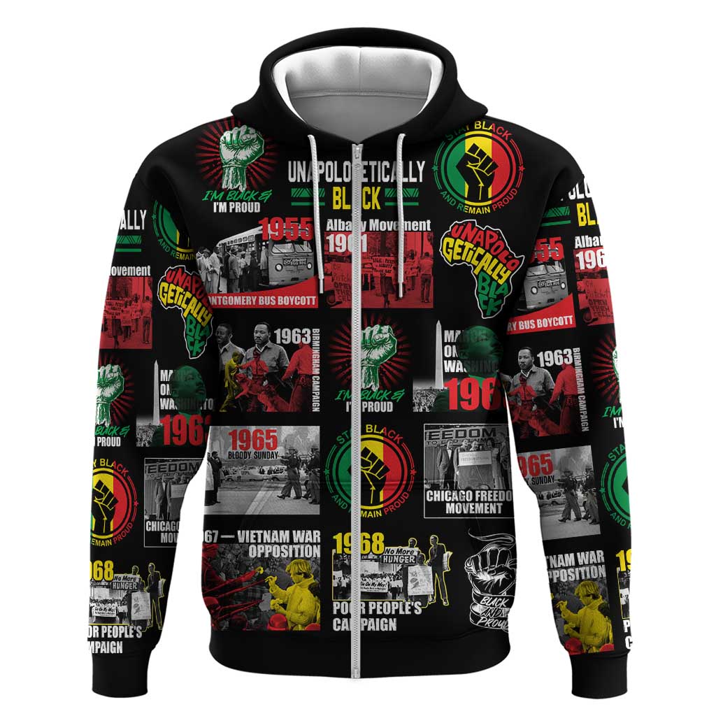 Civil Rights Movement Zip Hoodie Poster Art Black Pride