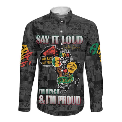 I'm Black and I'm Proud - Personalized African Long Sleeve Button Shirt