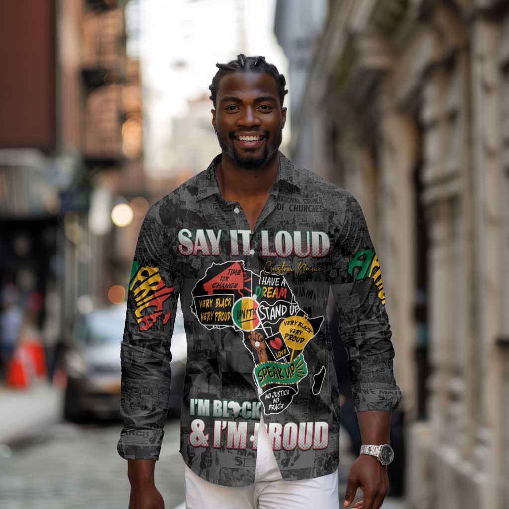 I'm Black and I'm Proud - Personalized African Long Sleeve Button Shirt
