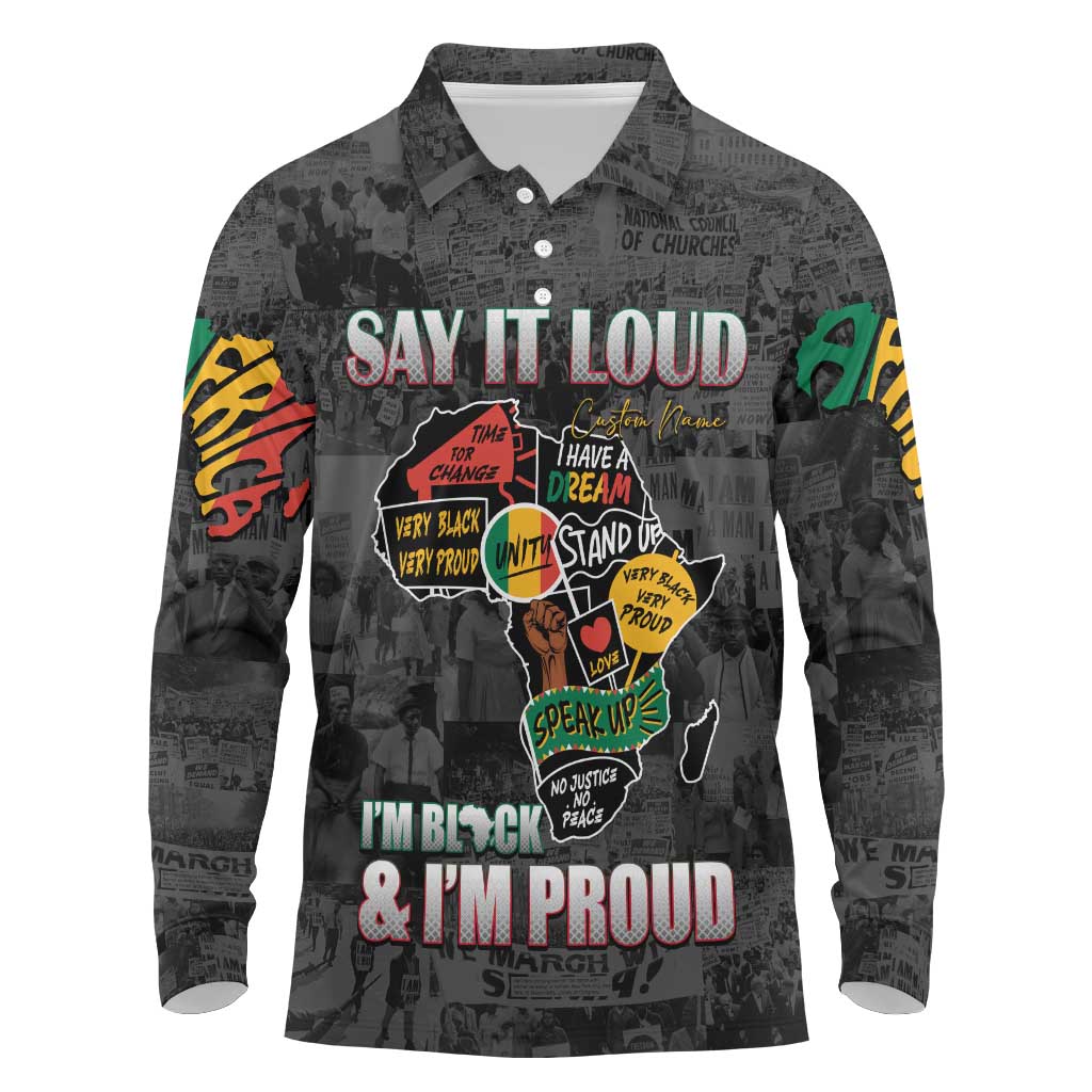 I'm Black and I'm Proud - Personalized African Long Sleeve Polo Shirt