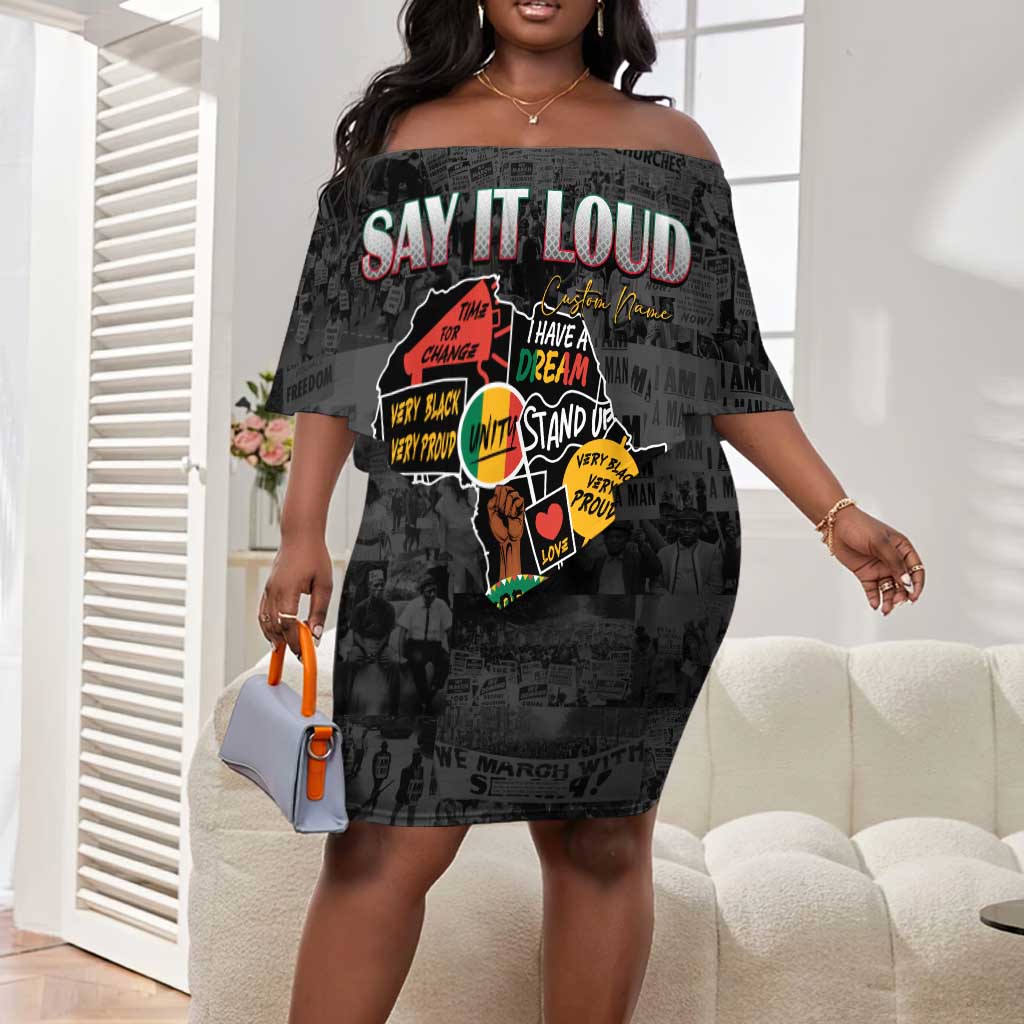 I'm Black and I'm Proud - Personalized African Off Shoulder Short Dress