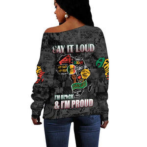 I'm Black and I'm Proud - Personalized African Off Shoulder Sweater