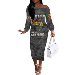 I'm Black and I'm Proud - Personalized African Off The Shoulder Long Sleeve Dress