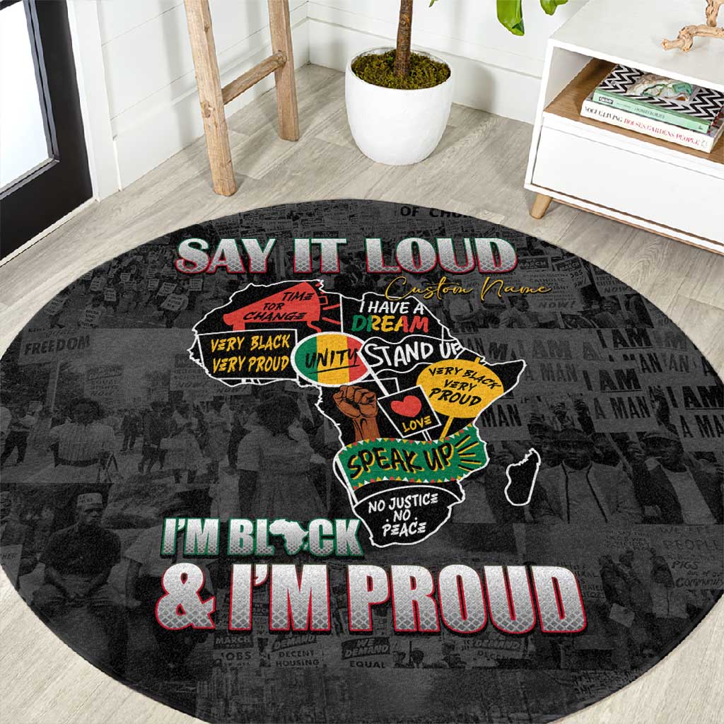 I'm Black and I'm Proud - Personalized African Round Carpet