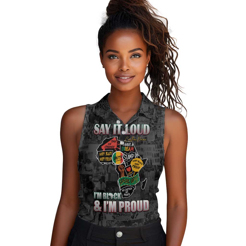 I'm Black and I'm Proud - Personalized African Women Sleeveless Polo Shirt