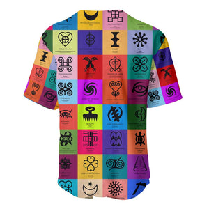 Multi Color Adinkra Symbols Baseball Jersey African Adrinkra