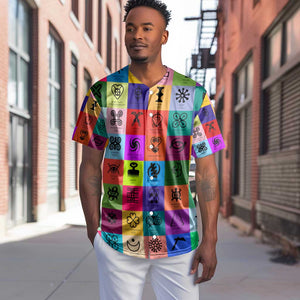 Multi Color Adinkra Symbols Baseball Jersey African Adrinkra