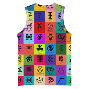 Multi Color Adinkra Symbols Basketball Jersey African Adrinkra DT02