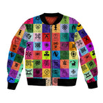 Multi Color Adinkra Symbols Bomber Jacket African Adrinkra