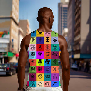 Multi Color Adinkra Symbols Men Tank Top African Adrinkra