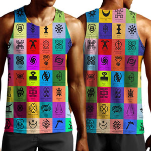 Multi Color Adinkra Symbols Men Tank Top African Adrinkra